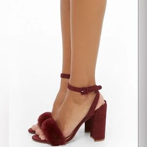 Forever 21 Burgundy Faux Fur Heels